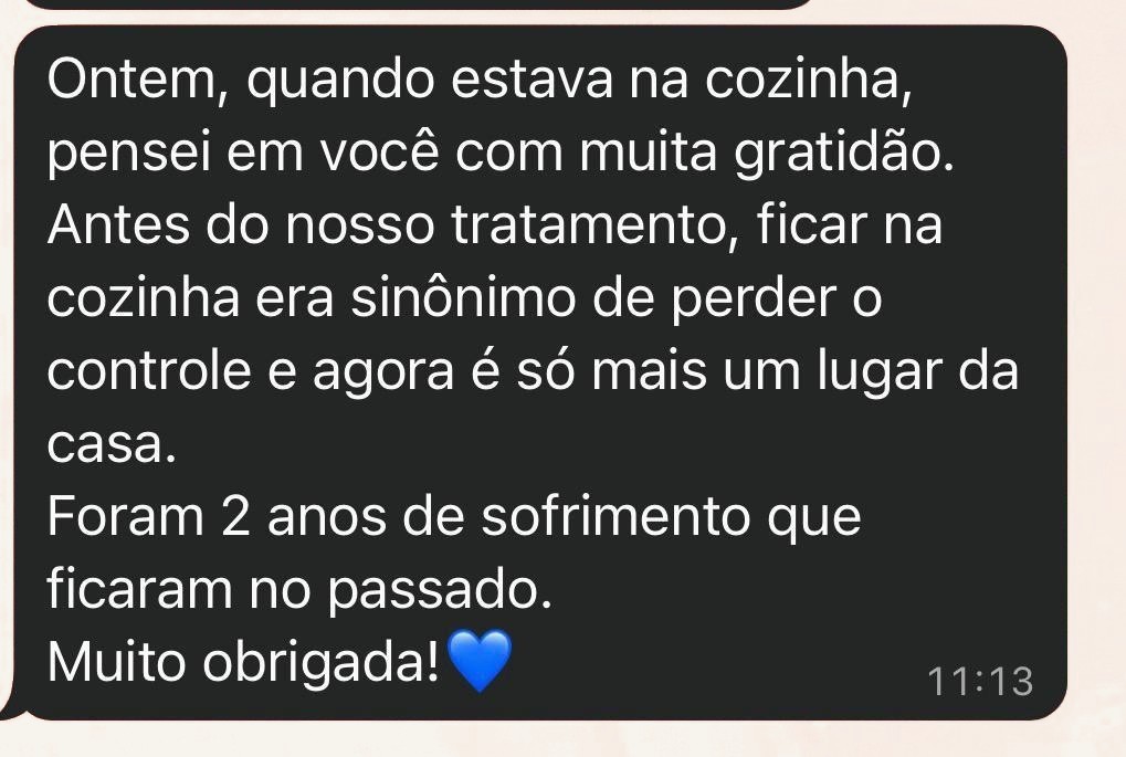 Depoimento de paciente sobre recuperar o controle na cozinha